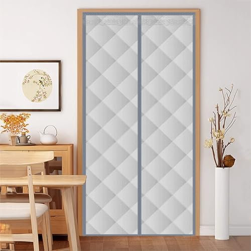 LKPMGOA Rideau de Porte à Isolation Thermique Magnétique, Rideau Phonique Anti Bruit, Coupe-Vent, Coton Oxford Épais(Grey,W85CM*H210CM)