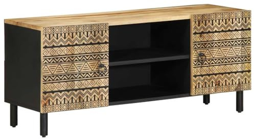vidaXL TV-Schrank Schwarz 105x33,5x46 cm Raues Mangoholz