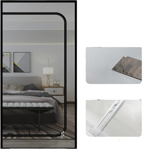 Katzenschutztür mit doppeltem Reißverschluss, um Mücken zu verhindern und zu verhindern, dass Haustiere entkommen, 90 x 210 cm, geeignet für Wohnzimmer, Schlafzimmer, Korridor (D-Grau, 110 x 220 cm)