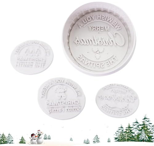 Generische Weihnachtsplätzchen-Ausstechformen | 4 Weihnachtstorten-Keksstempel, runde Keksform und Fondant, Frohe Weihnachten Keksstempel für Zuhause, Bäckerei, Café