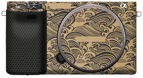 Camera Cover Skin Sticker for Sony A6400 A6300 Camera Protector Film Skin Anti-Scratch Protective Decoration and Wear Resistance(Wave Gold)