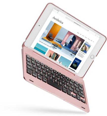Hotkesa Funda con teclado Bluetooth para iPad Mini 4 y 5, funda con teclado para iPad con soporte giratorio de 125 grados, ultrafina, protección a prueba de golpes, función de apagado y encendido