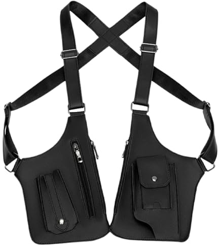 Generisch Männer-Schultertasche, Anti-Diebstahl Multi-Tasche, Taktische Umhängetasche, Verstellbare Handy Holster Tasche, Unterarmgurt Wallet Handy, Schwarz, Beidhändig