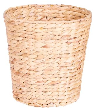 Dibor Water Hyacinth Basket Bedroom Bin Woven Wicker Rattan Wastepaper Bin | Hand Woven, Seagrass, Waste Paper Bin, Traditional Style, Boho, Home Decor