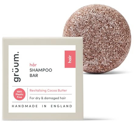 grüum Revitalising Shampoo Bar 50g - Solid Shampoo Bars for Hair Up to 60 Washes - Plastic Free Vegan Bar for Men & Women - Paraben Free Rich Lathering Bars for Dry, Damaged & Curly Hairs