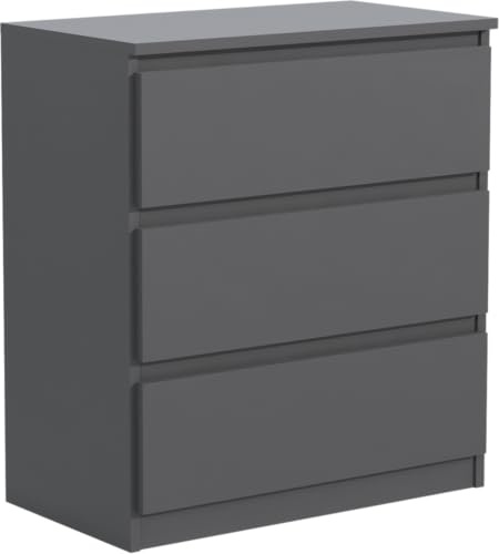 meble masztalerz Kommode 70, 3 Schublade, Anthrazit | Kommodenschrank 70x78, 5x39 cm, Moderne Schubladenschrank, Sideboard für Wohnzimmer, Flur & Schlafzimmer