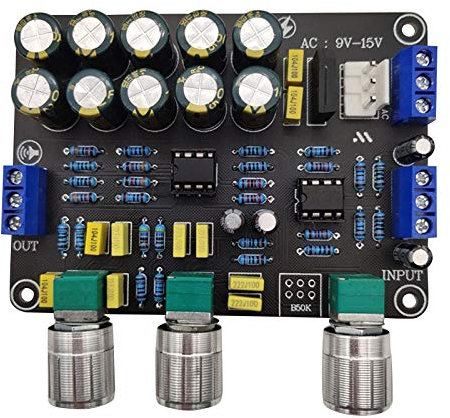 Rtxbvg Dual NE5532 Placa de Preamplificador de Tono Reemplazable Audio Agudos Ajuste de Graves Ecualizador Preamplificador Preamplificador de Control de Tono