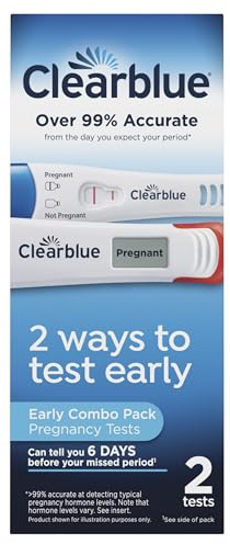 Clearblue Early Pregnancy Test Kit, At-Home Pregnancy Test Kit for Women, hCG Hormone Pregnancy Tests with Easy-to-Read Results, 2 Tests