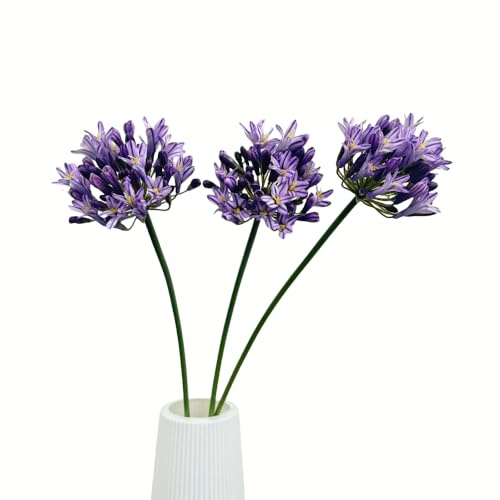 Urier Große künstliche afrikanische Agapanthus, langer Stiel, künstliche Blumen für hohe Vase, Seidenpflanzen für Heimdekoration, Innenbereich, Seidenblumen für Hochzeitsstrauß, Büro, Party-Dekoration