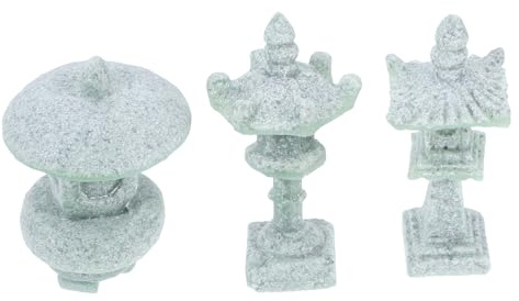 Yardwe 3 Piezas Estatuillas de Jardín Zen Piedra Faroles Japoneses Miniatura para Decoración de Jardín Asiático Paisajismo Exterior y Micro Paisaje