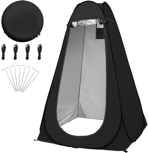 FREEAMG Tente de Douche Pop Up, Cabine de Douche Extérieure et Intérieure, Tente de Toilette Portable, Vestiaire de Camping à Langer, Tente d'Abri Privé pour la Plage, la Pêche,la Randonnée (Noir)