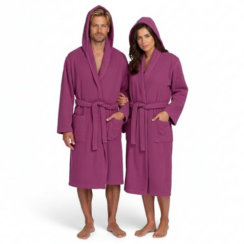 BOSKIMO Albornoz de Baño Unisex con Capucha 100% Algodón OEKO-TEX – Bata para Hombre y Mujer – Rizo Americano 420 gsm – Suave y muy Absorbente