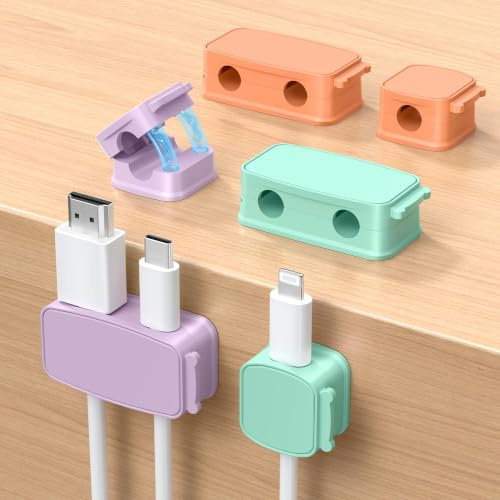 BASESAILOR 6Pack Magnetic Cable Tidy Clips,Cord Organizer Cable Management | Self Adhesive Cables Holder,Phone Charger Wire Keeper for Desk,Nightstand,Charging Cables,Car,Desktop,Table,Home,Office,7mm