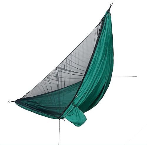 Ultraleichte Hängematte für Outdoor-Camping, mit Netz, 290 x 140 cm, 300 kg Tragkraft, atmungsaktiv, Fallschirm-Nylon, tragbare Reisehängematte für Wandern und Rucksackreisen