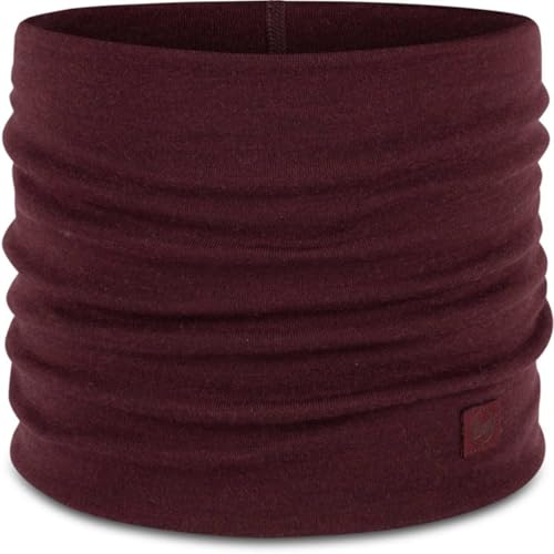 Buff- Schlauchschal Merino Heavyweight Multifunktionaler Schal, 100% Merinowolle, Wandern, Outdoor, Nachhaltig, Leicht, Dick Männlich Weiblich Einheitsgröße Garnet