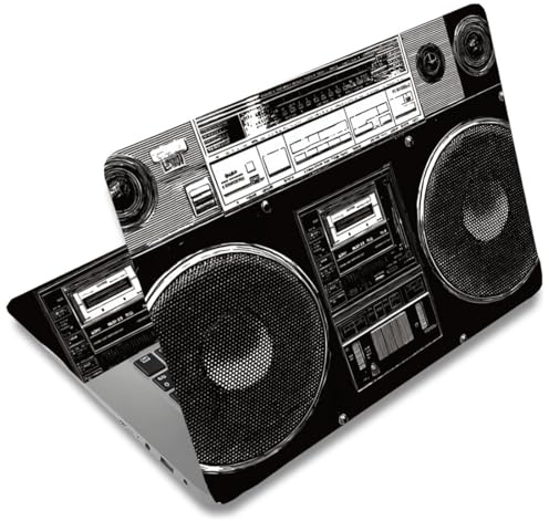 SUPERDANT 3 Sheet Vintage Laptop Sticker Set 38x27cm PVC Skin Cover Freely Cuttable Radio Decal Protects Against Scratches and Spills Includes 2 Wrist Pads For 12 13 14 15 16 Inch Laptops