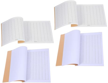 CLISPEED Livre de Registre D'inventaire 4 Pièces Carnet de Comptabilité Quadrillé Vierge, Suivi des Stocks et Gestion Financière, Format Vertical et Double Page Horizontale, Bureau