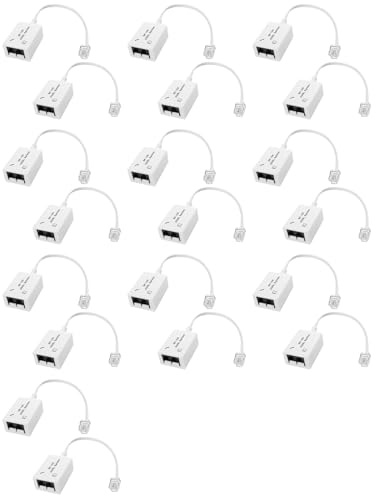 CTRLZS 20Pcs DSL Filter Splitter ADSL Splitter for Phone Line Male to 2 Female RJ11 6P4C/6P2C Telephone Modem Converter Adapter