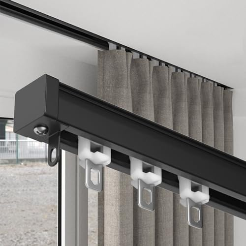 Osynlig takbana – kraftig 2 mm dubbel gardinstång, svart 1,5 m – perfekt för moderna interiörer, sömlös design för eleganta draperilösningar, enkel installation