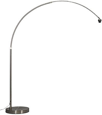 QAZQA - Modern Arc Floor Lamp I Arc Floor Light Steel I Nickel Matt I Satin Adjustable Without Shade- - Classic I Antique - Suitable for LED E27 | 1 Light - Steel Arc lamp - Suitable for Bedroom I