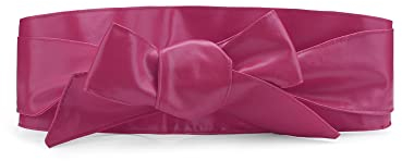sourcing map Damen Kunstleder Selbstbindung Schleife breite Taillenband Schärpe Obi Gürtel Fuchsia One Size