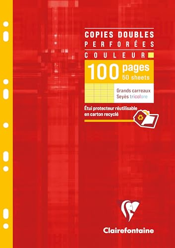 Clairefontaine 4747C Packung Kanzleibögen DIN A4 (gelocht, 100 Blatt, französische Lineatur)1 Pack gelb