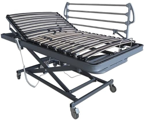 Ventadecolchones - Camas Articuladas Geriátrica de Hospital con Carro Elevador de 90 x 190 cm con barandilla Derecha, con Bote de Grasa y Servicio de Subida y Montaje