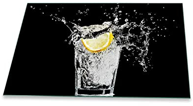 decorwelt | Herdabdeckplatte 80x52 cm 1-Teilig Obst Schwarz Ceranfeldabdeckung Universal Spritzschutz Glas Deko Elektroherd Induktion für Kochplatten Herdschutz Schneidebrett Sicherheitsglas