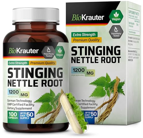 BIO KRAUTER® Stinging Nettle for Seasonal Support - Stinging Nettle Root Supplement (Urtica Dioica) 1200 mg for Urinary Tract Support & Daily Wellness - 100 Capsules, 50 Days of Supply, Non-GMO