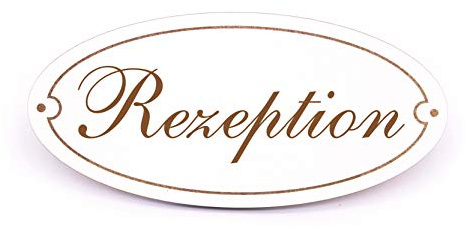 Schild Türschild Oval - Rezeption - selbstklebend graviert Dekoschild 15x7cm