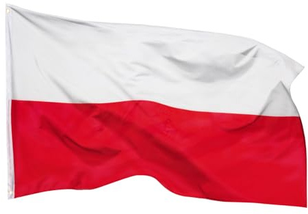 Banderas de aricona – bandera de Polonia resistente a la intemperie con 2 ojales de metal - bandera nacional polaca 90 x 150 cm