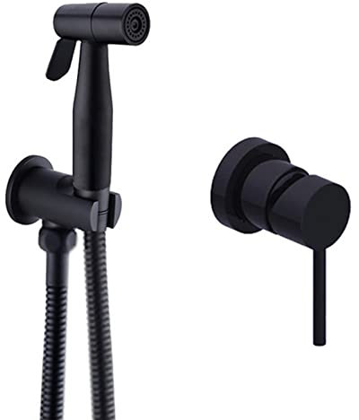 WPHH Spruzzatore Portatile per Bidet A Mano, Kit Doccetta Bidet per WC Nero Doccia Igienica, Rubinetto per Bidet A Scomparsa Caldo E Freddo in Ottone