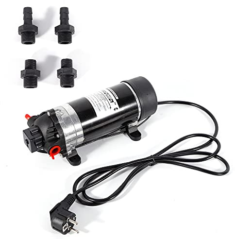 220V Druckpumpe Wasserpumpe Membranwasserpumpe Selbstansaugende Hochdruckpumpe Mini Membranpumpe mit Auto Druckschalter Druckerhöhungspumpe für Aquarium Teich Garten und Hydroponik System 160PSI