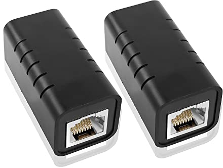 GINTOOYUN 2 Stück RJ45 Ethernet Überspannungsschutz 8P 8C RJ45 Kupplung Buchse zu Buchse Indoor-Netzwerk-Ableiter für Router, Laptops, Switches, Computer, etc