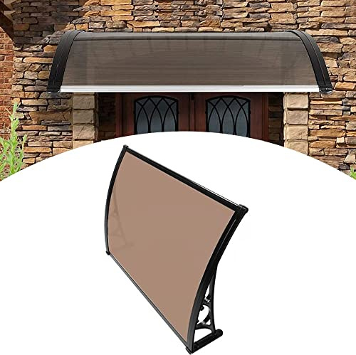 ZJIEX Auvent De Fenêtre, Toit Marquise en Polycarbonate, Marquise Porte D'Entrée, Protection UV Marquise De Porte, Transparent Auvent Marquise (Color : Brown, Size : 32x94in/80x240cm)