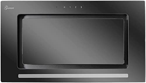 Gurari 217 BL 52 Pr, Hotte de plafond 52 cm Noir, Grille de ventilation, Cadre et façade en verre noir 1000 m³/h, Hotte encastrée, hotte d'extraction, capot de circulation d'air