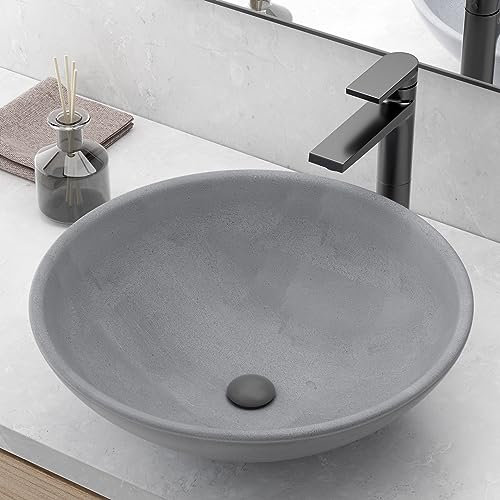 SMART CASTLE Fregadero redondo de hormigón para baño, gris