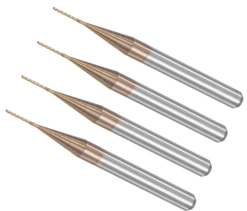 CoCud Fraises en Bout de Maïs, Diamètre de Coupe de 0,5 mm, Tige de 3,175 mm de 1/8, Outils de Fraisage de Fraises CNC en Carbure Massif Revêtu de Ti pour La Main Gauche, 4 Pièces