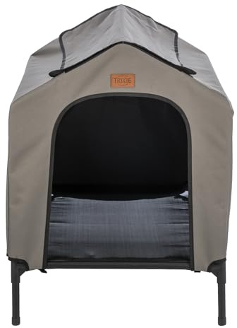 Trixie 2-in-1 Hundehütte und Hundebett, erhöhtes Zelt für drinnen und draußen mit abnehmbarer Abdeckung, wasserfest und UV-beständig, für kleine bis mittelgroße Hunde bis ca. 25 kg – 78 x 62 x 82 cm