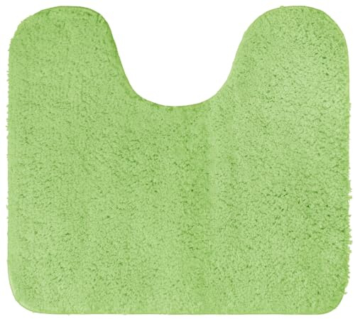 Brandsseller WC Vorleger 45x50 cm mit Ausschnitt aus weichem Mikrofaserstoff rutschfeste Badteppichmatte für Toilette WC-Grün