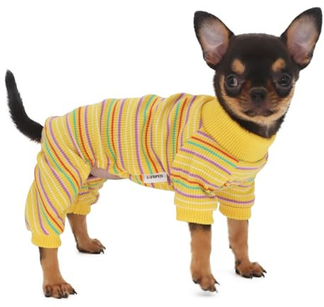 LOPHIPETS Dog Pajama Onesie for Small Dogs Teacup Chihuahua Yorkie Puppy Cat Clothes Apparel-Yellow/XXS