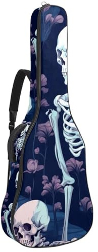 Gitarrentasche für Akustikgitarre mit zwei Taschen, cooles blaues Skelett, wasserabweisend, doppelt verstellbarer Schultergurt, Gitarrentasche, Cooles blaues Skelett, 42.9x16.9x4.7 in, Stilvoll