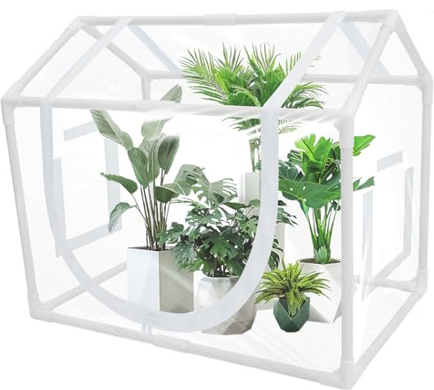 Invernadero de 60 x 50 x 40 cm, con entrada de cremallera, lámina de cristal de PVC, para plantas, balcón, resistente al invierno, para plantas (pequeño)