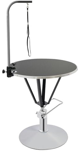 C-Juzarl Mesa de cuidado para perros, mesa de peluquería para perros, mesa de baño para perros, altura regulable, mesa redonda, soporta hasta 100 kg, para tiendas domésticas y animales (negro)