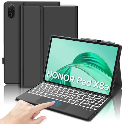 JADEMALL Tastiera con Trackpad per Honor Pad X8a 11 2024, Custodia con Italiana QWERTY Tastiera Retroilluminata Bluetooth Staccabile con Trackpad per Tablet Honor Pad X8a 11, Nero