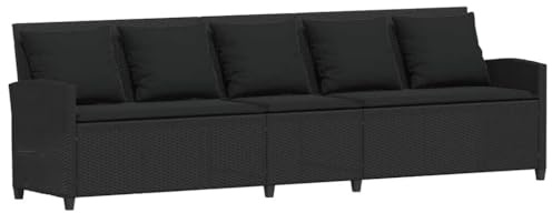 vidaXL Trädgårdssoffa 5-sits med dynor svart konstrotting, utomhussoffa, 5-sits trädgårdssoffa, 5-sits utomhussoffa, trädgårdssittplatser