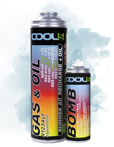 COOL5 2en1 - Reemplazo de refrigerante R1234yf con aceite, para la carga de aire acondicionado para coches después de 2016 + bomba de refresco