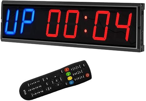 Temporizador de Gimnasio, Intervalo LED Gimnasio Temporizador Cuenta Regresiva/Ascendente Reloj Cronómetro Aula Escuela Oficina Estudio Grande 4 Pulgadas multifunción