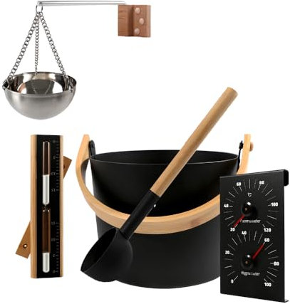 Home Deluxe Saunazubehör LUVIA Schwarz | Hochwertiges Zubehör für Sauna & Wellness