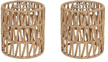 Owaefuqoir 2X Boho Shades Replacement 5.9In Height Pendant Sconce Shade Ceiling Fan Light Covers Cylinder Woven Lampshade